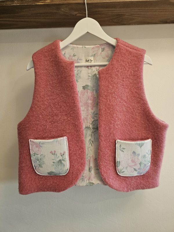 Gilet réversible - Coloris rose & tissu fleuri - Taille unique – Image 10