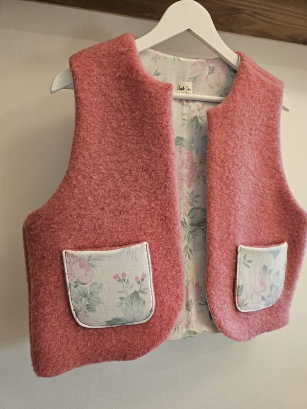 Gilet réversible - Coloris rose & tissu fleuri - Taille unique – Image 9