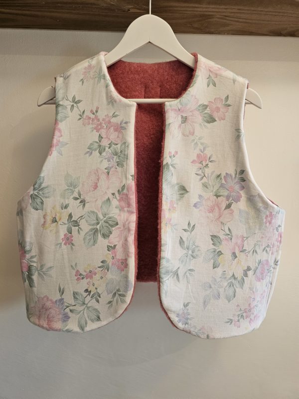 Gilet réversible - Coloris rose & tissu fleuri - Taille unique – Image 6