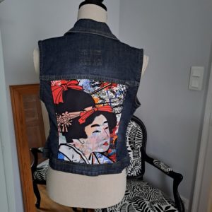 Veste en jean Upcyclée sans manche taille 36