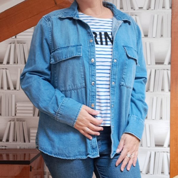 Sur Chemise en jean Upcyclée taille XL – Image 3