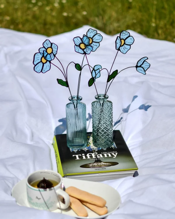 Coquelicot bleu - vitrail tiffany