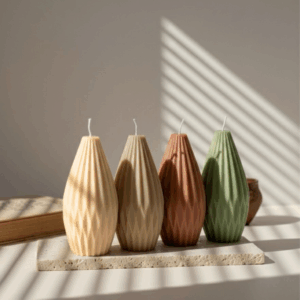 Bougie décorative parfumée montgolfière design haute terracotta ivoire vert marron