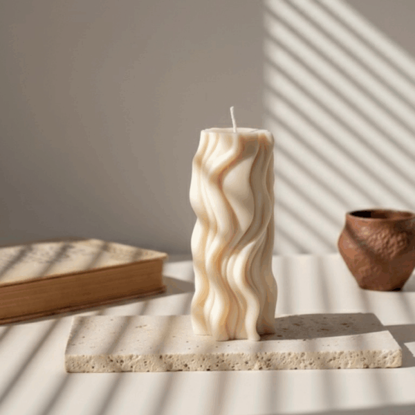 Bougie Vague design ivoire