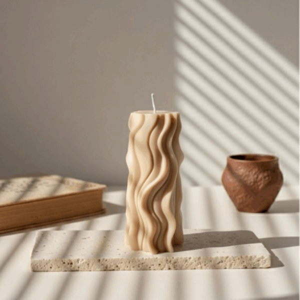 Bougie Vague design marron