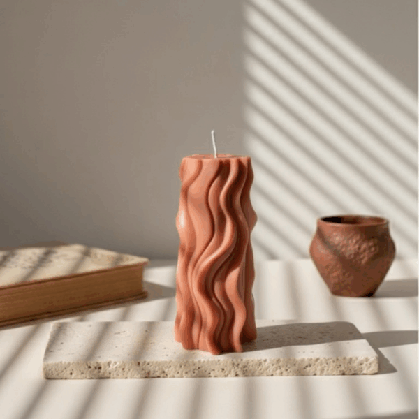 Bougie Vague design terracotta