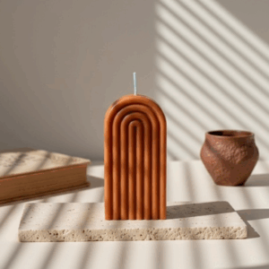Bougie design arche décorative parfumée terracotta