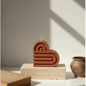 Bougie parfumée design coeur décorative terracotta