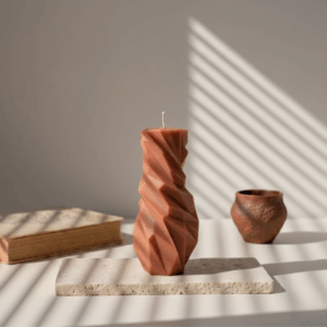 Bougie décorative parfumée iceberg design haute terracotta