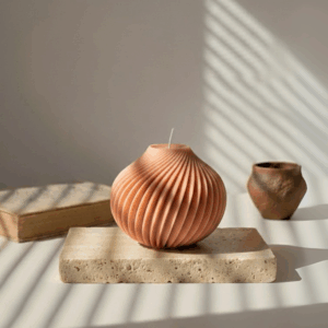 bougie parfumée décorative design sphère terracotta