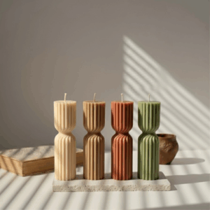 Bougie décorative parfumée Chandelle design vert blanche terracotta marron