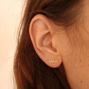 Puces d'oreilles "ciao" en inox et or